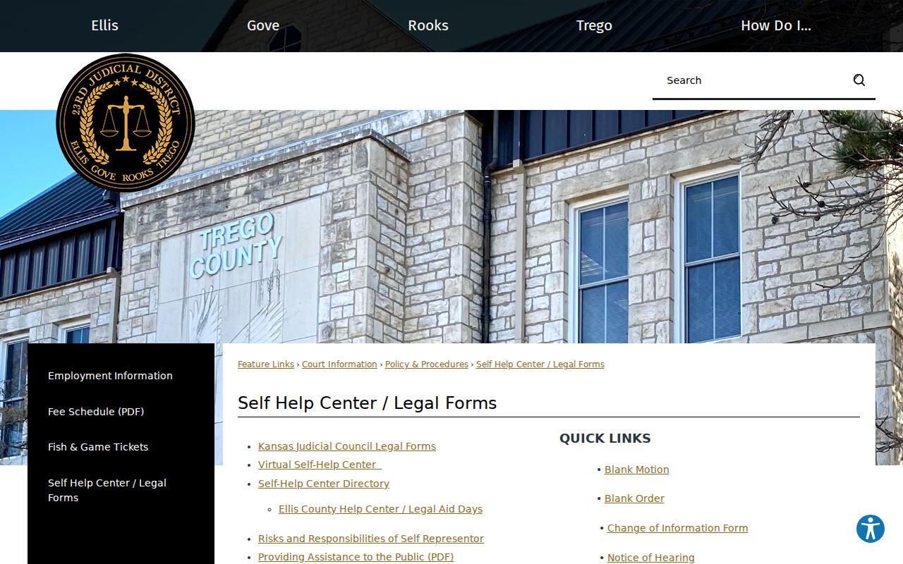 Grainfield court records state district self-help fallback