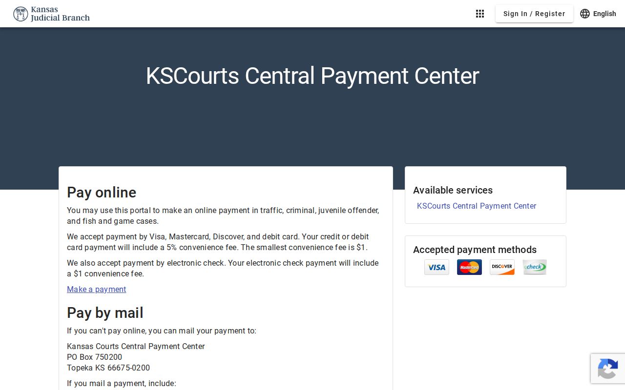 Quinter court record Kansas Central Payment Center