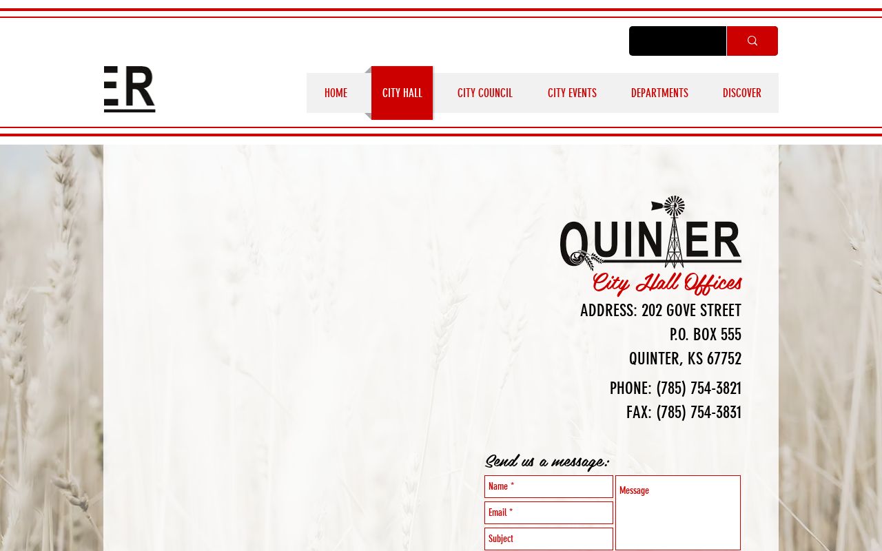 Quinter court records City Hall contact page